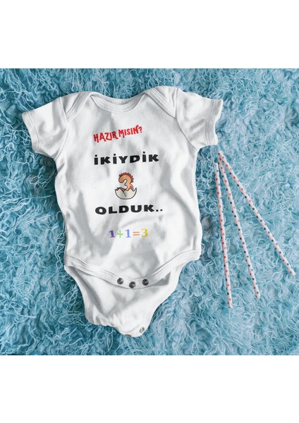 Ikiydik 3 Olduk Yazılı Hediyelik Baskılı Bebek Giyim Body Zıbın