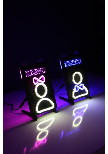 Wc Neon LED / Duvar Tipi Yönlendirme / Işıklı Levha / Tuvalet Tabela / Dekoratif Işık