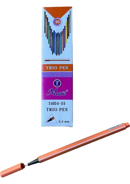 Trio Pen Fineliner Üçgen Gövde Turuncu 10'lu 1 Paket