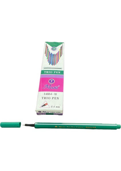 Trio Pen Fineliner Üçgen Gövde Koyu Yeşil 10'lu 1 Paket