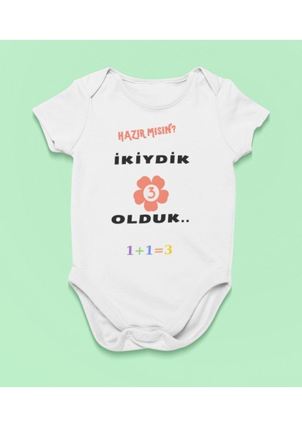 Ikiydik 3 Olduk 2 Yazılı Hediyelik Baskılı Bebek Giyim Body Zıbın