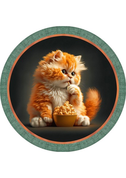 Sevimli Kedi Çocuk Odası Halısı / 90 x 90 cm