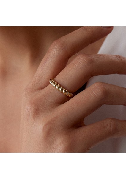 8 Ayar Altın Kruvasan Kadın Yüzük