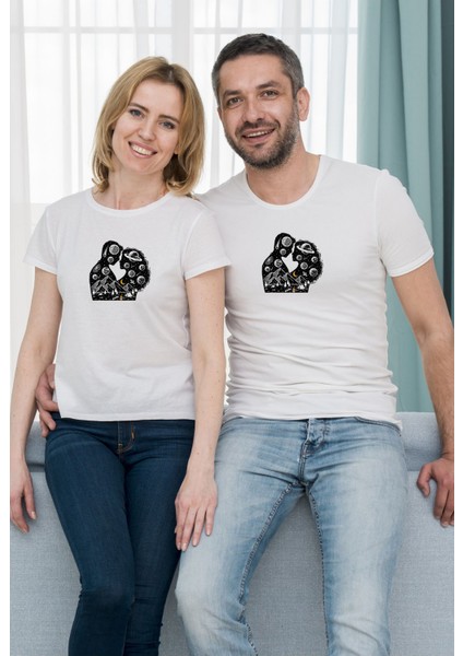 Sevgili Kombini Baskılı Unisex Tişört (Tek Adet Fiyatıdır. Kombin Için Ayrı Ayrı Sipariş Veriniz)