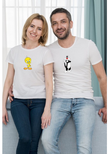 Sevgili Kombini Baskılı Unisex Tişört (Tek Adet Fiyatıdır. Kombin Için Ayrı Ayrı Sipariş Veriniz)