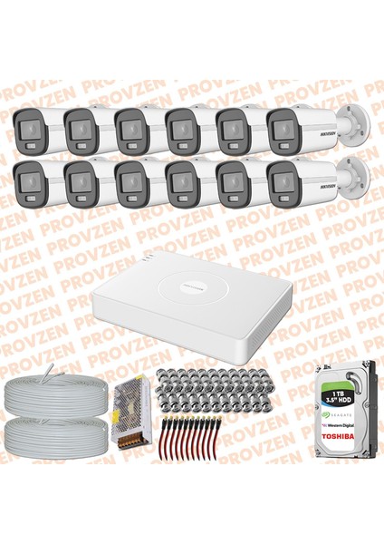 Hikvision Colorvu Gece Renkli 12 Kameralı Set 1 Tb HDD