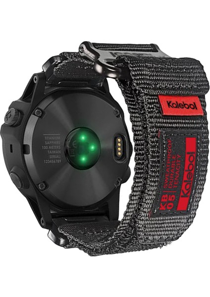 Garmin Tactix 7 Amoled Edition / Tactix 7 Pro / Quickfit 26MM Saat Kayışı Naylon Etiket Bilek Bandı - Siyah (Yurt Dışından)