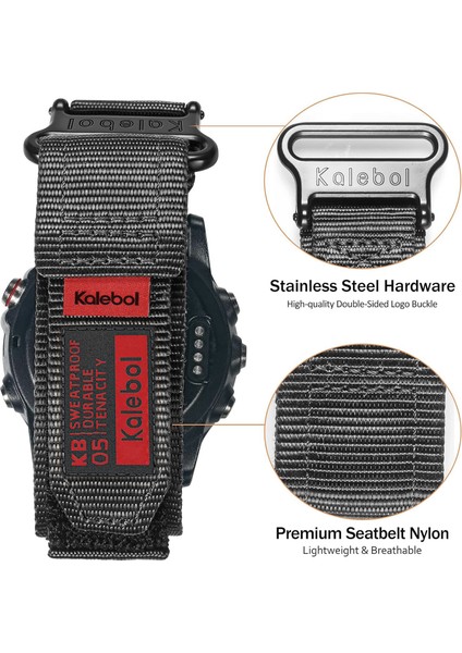 Garmin Tactix 7 Amoled Edition / Tactix 7 Pro / Quickfit 26MM Saat Kayışı Naylon Etiket Bilek Bandı - Siyah (Yurt Dışından)
