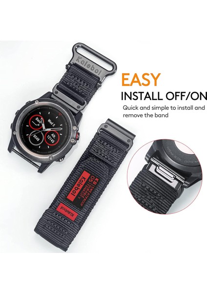 Garmin Tactix 7 Amoled Edition / Tactix 7 Pro / Quickfit 26MM Saat Kayışı Naylon Etiket Bilek Bandı - Siyah (Yurt Dışından)