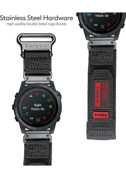 Garmin Tactix 7 Amoled Edition / Tactix 7 Pro / Quickfit 26MM Saat Kayışı Naylon Etiket Bilek Bandı - Siyah (Yurt Dışından)