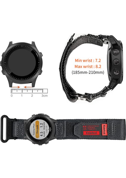 Garmin Tactix 7 Amoled Edition / Tactix 7 Pro / Quickfit 26MM Saat Kayışı Naylon Etiket Bilek Bandı - Siyah (Yurt Dışından)