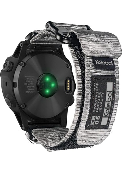 Garmin Tactix 7 Amoled Edition / Tactix 7 Pro / Quickfit 26MM Saat Kayışı Naylon Etiket Bilek Bandı - Gri (Yurt Dışından)