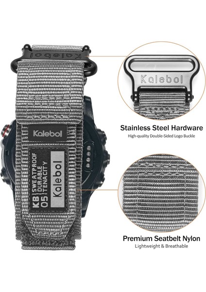 Garmin Tactix 7 Amoled Edition / Tactix 7 Pro / Quickfit 26MM Saat Kayışı Naylon Etiket Bilek Bandı - Gri (Yurt Dışından)