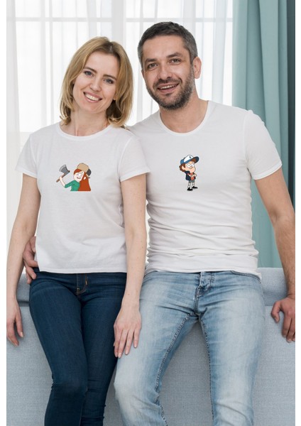 Sevgili Kombini Baskılı Unisex Tişört (Tek Adet Fiyatıdır. Kombin Için Ayrı Ayrı Sipariş Veriniz)