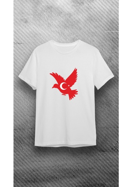 29 Ekim Türk Bayrağı Güvercin Baskılı Beyaz %100 Pamuk Süprem T-Shirt fiyatları