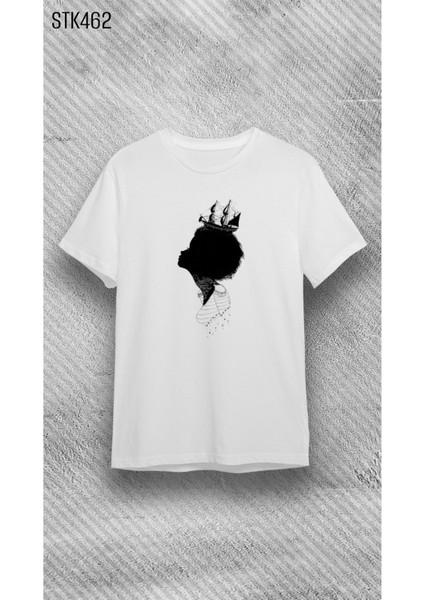 Beyaz %100 Pamuk Süprem Bisiklet Baskılı T-Shirt