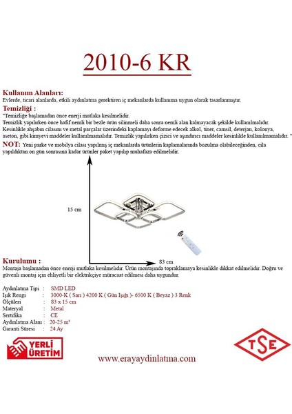 2010-6 Lı Krom Dimmer Kumandalı LED Avize