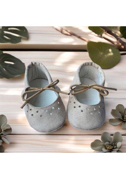 Kız Bebek Makosen Ayakkabı Taş Rengi Bağcıklı Ilk Adım Ayakkabısı