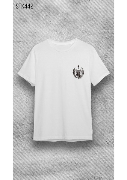 Bisiklet Yaka Şeker Baskılı Beyaz T-Shirt