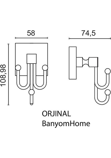 KU10-055 Paslanmaz Pirinç Kumru 3'lü Bornozluk Askılık fiyatları
