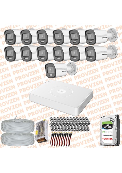 Hikvision Colorvu Gece Renkli 13 Kameralı Set 1 Tb HDD