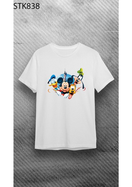Mickey Baskılı Beyaz T-Shirt M