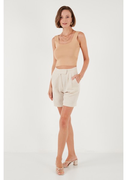 Pamuklu Yüksek Bel Şort Kadın Şort 673SY601 fiyatları