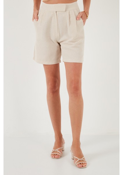 Pamuklu Yüksek Bel Şort Kadın Şort 673SY601 modelleri