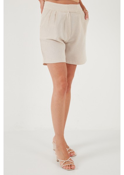 Pamuklu Yüksek Bel Şort Kadın Şort 673SY601 indirimleri