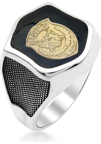 Siyah Mine Üzerine Polis Özel Harekat Amblemli Yüzük fiyatları