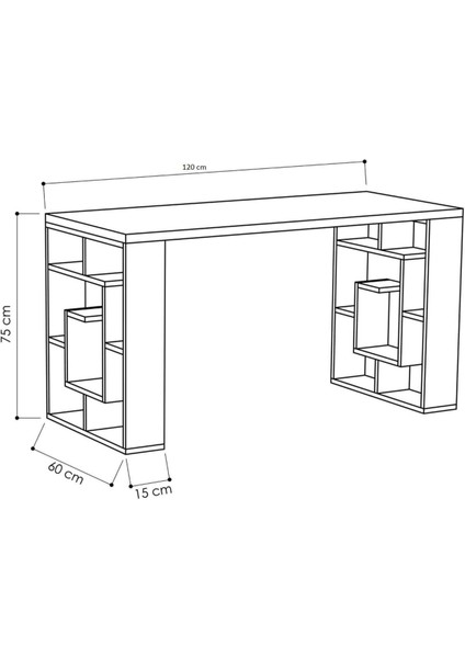 Aden Home Kitaplıklı Çalışma Masası,  Beyaz Mdf Dekoratif Çalışma Masası, Ofis Çalışma Masası, CM100