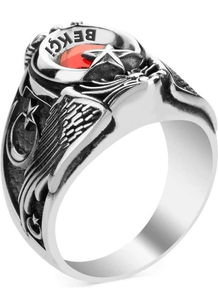 Kartal Başlı Göktürkçe Türk ve Ay Yıldız Bekçi Yüzüğü modelleri