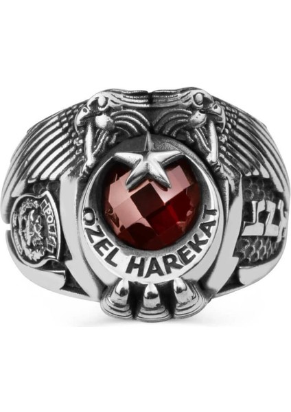 Çift Kartal Başlı Göktürkçe Türk Yazılı Polis Özel Harekat Yüzüğü