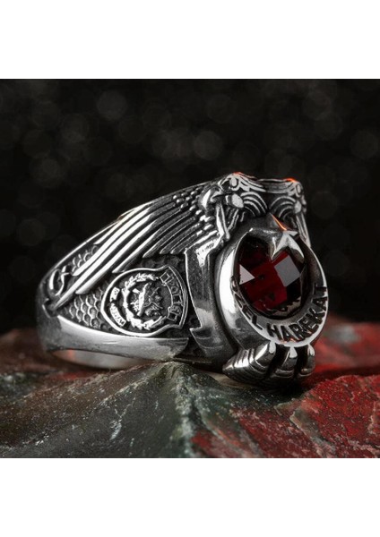 Çift Kartal Başlı Göktürkçe Türk Yazılı Polis Özel Harekat Yüzüğü indirimleri