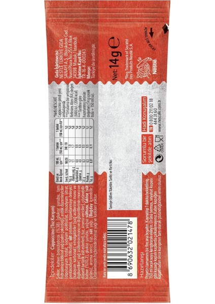 Cappuccino Kadifemsi Köpük Keyfi Toz Karışım 24*14gr
