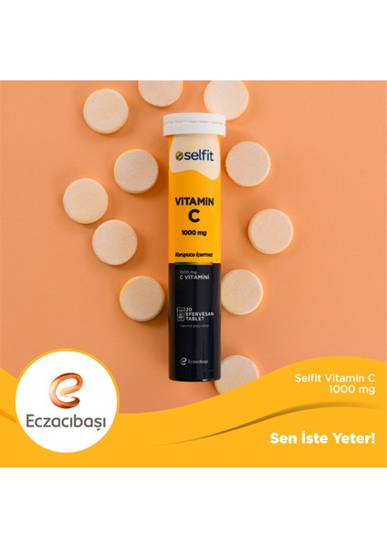 Vitamin C 1000 Mg 20 Efervesan Tablet - C Vitamini, Portakal Aromalı