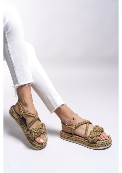 Kadın Jessinalyn Sandalet 0012104 Keten Malzemeden Şık ve Rahat Tasarım modelleri