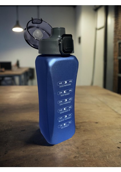 800ML Kare Sim Detaylı Motivasyon Su Matarası