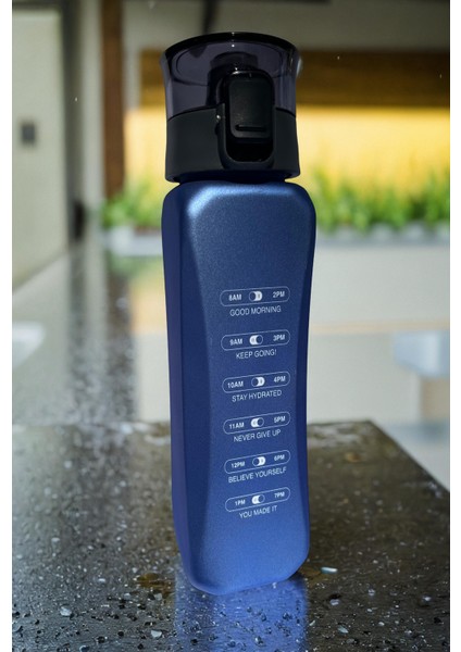 800ML Kare Sim Detaylı Motivasyon Su Matarası