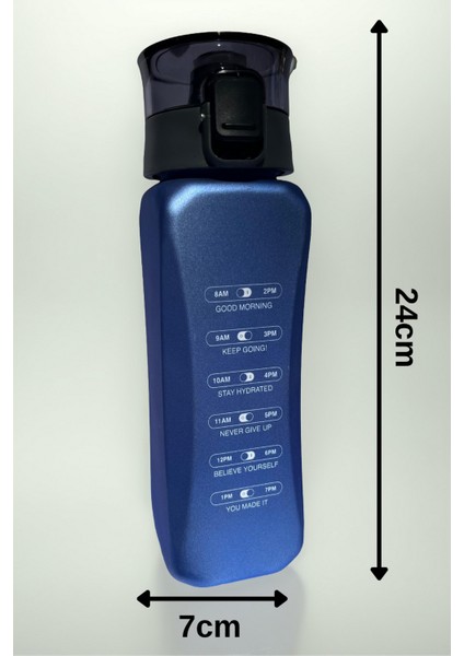 800ML Kare Sim Detaylı Motivasyon Su Matarası
