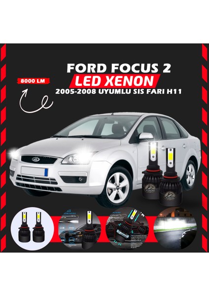 Ford Focus 2 2005-2008 Sis Farı Uyumlu Şimşek Etkili Led Xenon Light Series H11