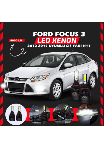 Ford Focus 3 2012-2014 Sis Farı Uyumlu Şimşek Etkili Led Xenon Light Series H11