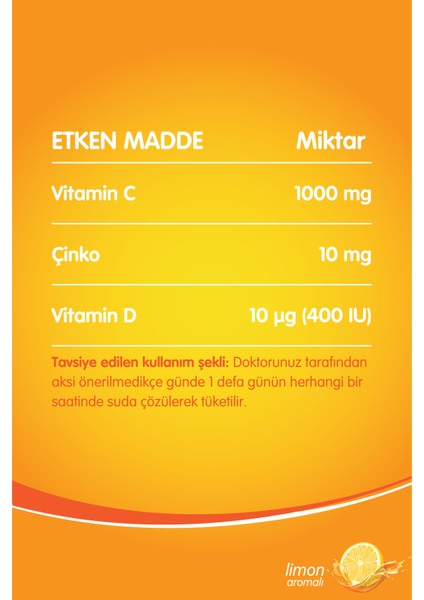 Vitamin C, Çinko, Vitamin D 20 Efervesan Tablet & Tip Iı Kollajen