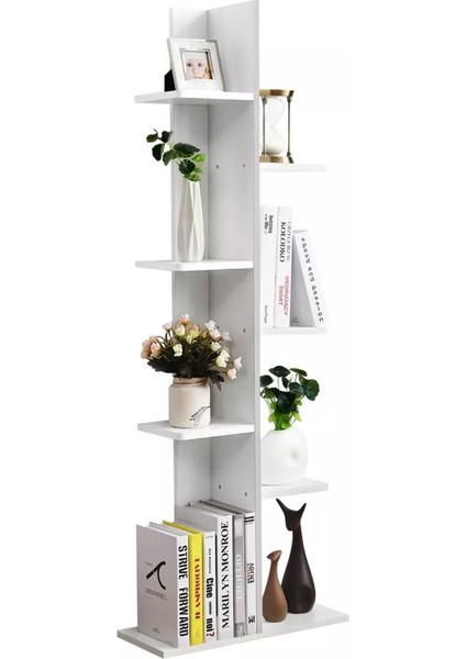 Saksılık Çiçeklik, Dekoratif Saksı Standı, 4 Katlı Raf, %100 Mdf, Kitaplık, Mutfak Banyo Rafı