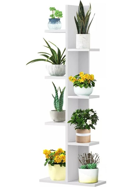 Saksılık Çiçeklik, Dekoratif Saksı Standı, 4 Katlı Raf, %100 Mdf, Kitaplık, Mutfak Banyo Rafı