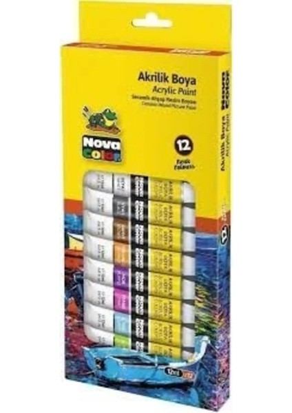 12 Renk Akrilik Boya Tüp 12 ml