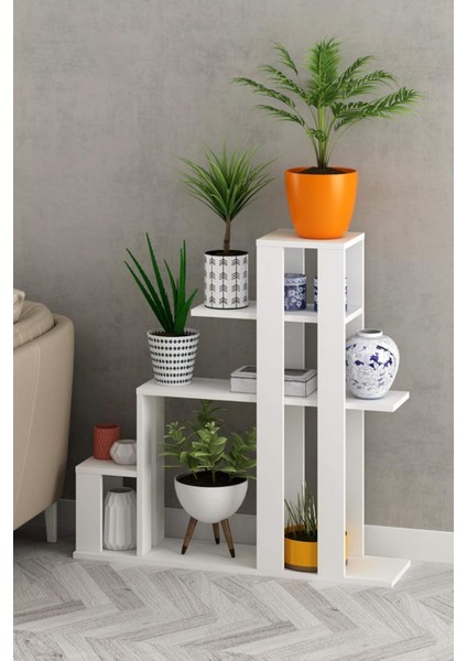 Ahşap Saksılık Çiçeklik, Saksı Standı, Balkon Saksılık, Beyaz Saksılık Çiçeklik, Sağlam Saksılık Mdf