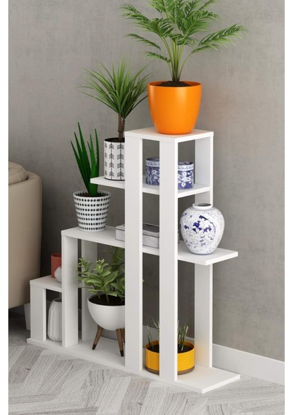 Ahşap Saksılık Çiçeklik, Saksı Standı, Balkon Saksılık, Beyaz Saksılık Çiçeklik, Sağlam Saksılık Mdf