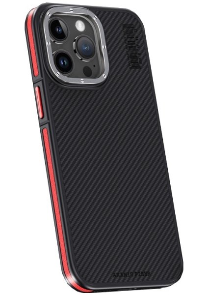 Apple iPhone 15 Pro Kılıf Aramid 600D Kevlar Karbon Fiber Magsafe Kapak
