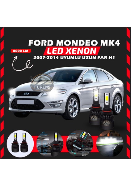 Ford Mondeo Mk4 2007-2014 Uzun Far Uyumlu Şimşek Etkili Led Xenon Light Series H1